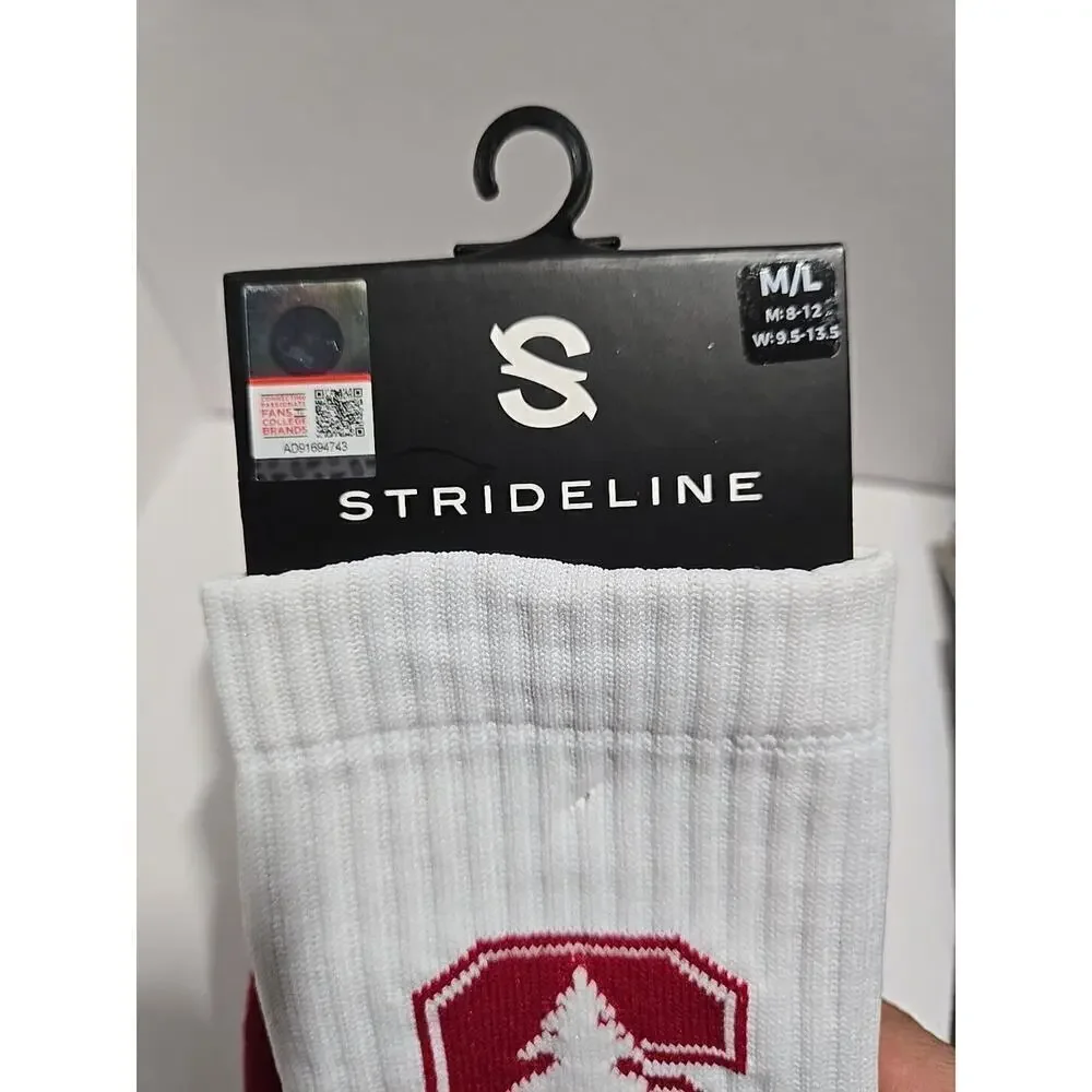 New Strideline Stanford Cardinal Crew Socks Men's 2-Pack Knit M/L (8-12) NCAA